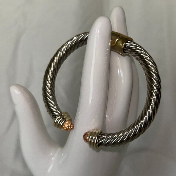 Chunky Silver & Gold Tone Twisted Cuff Bracelet - Picture 4 of 6